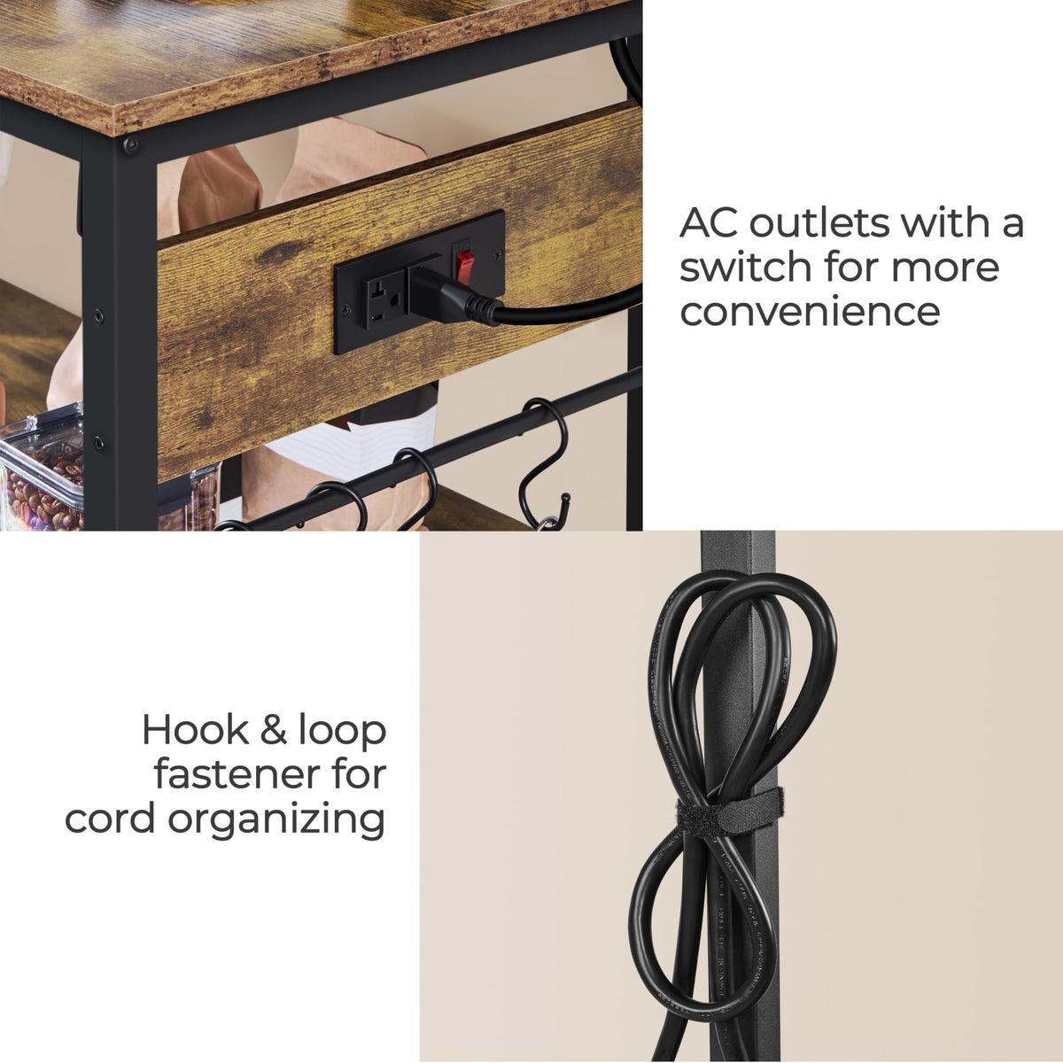 Kitchen Island Cart with Power Outlets