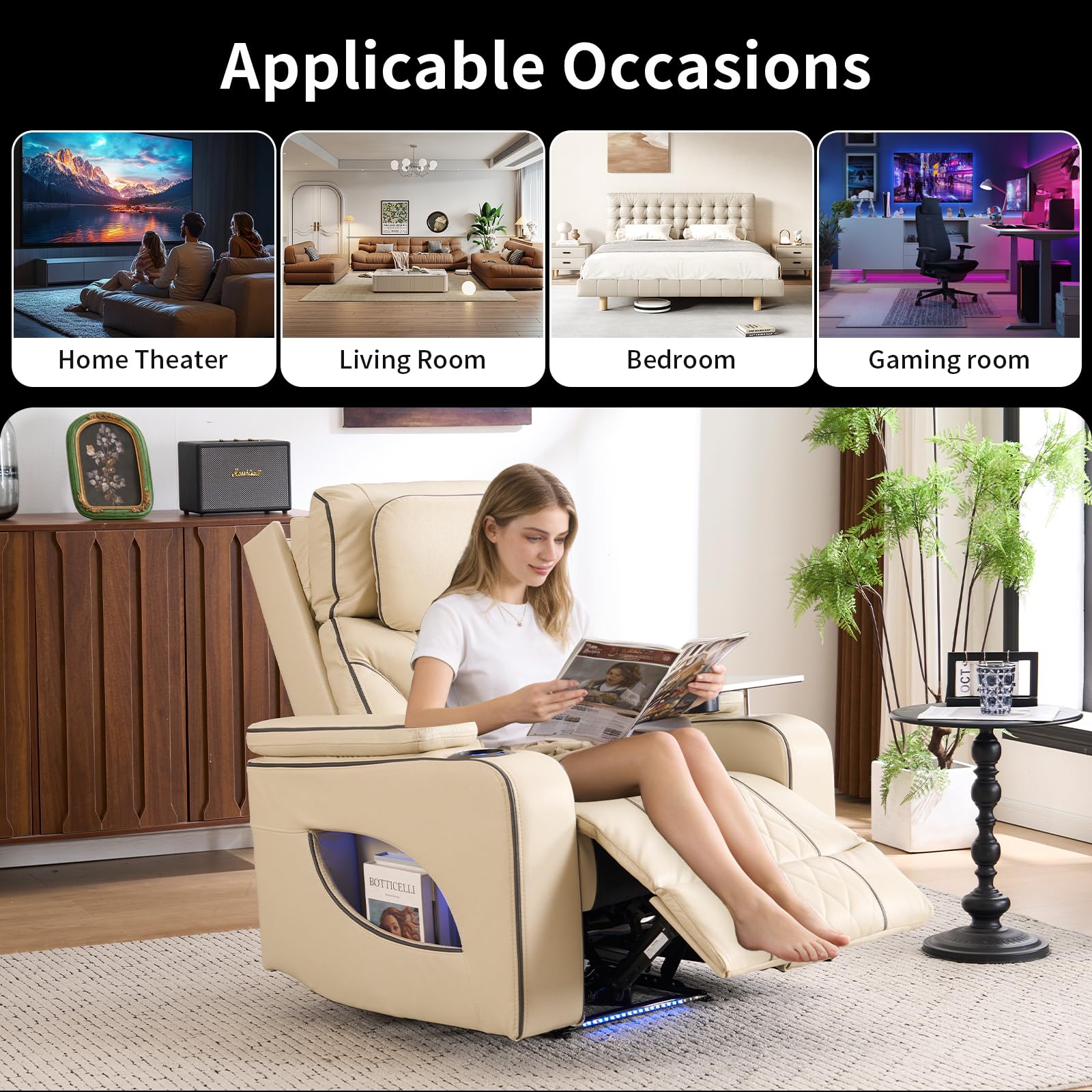 Power Recliner Chair with Massage, Heat & Cooling Cup Holder