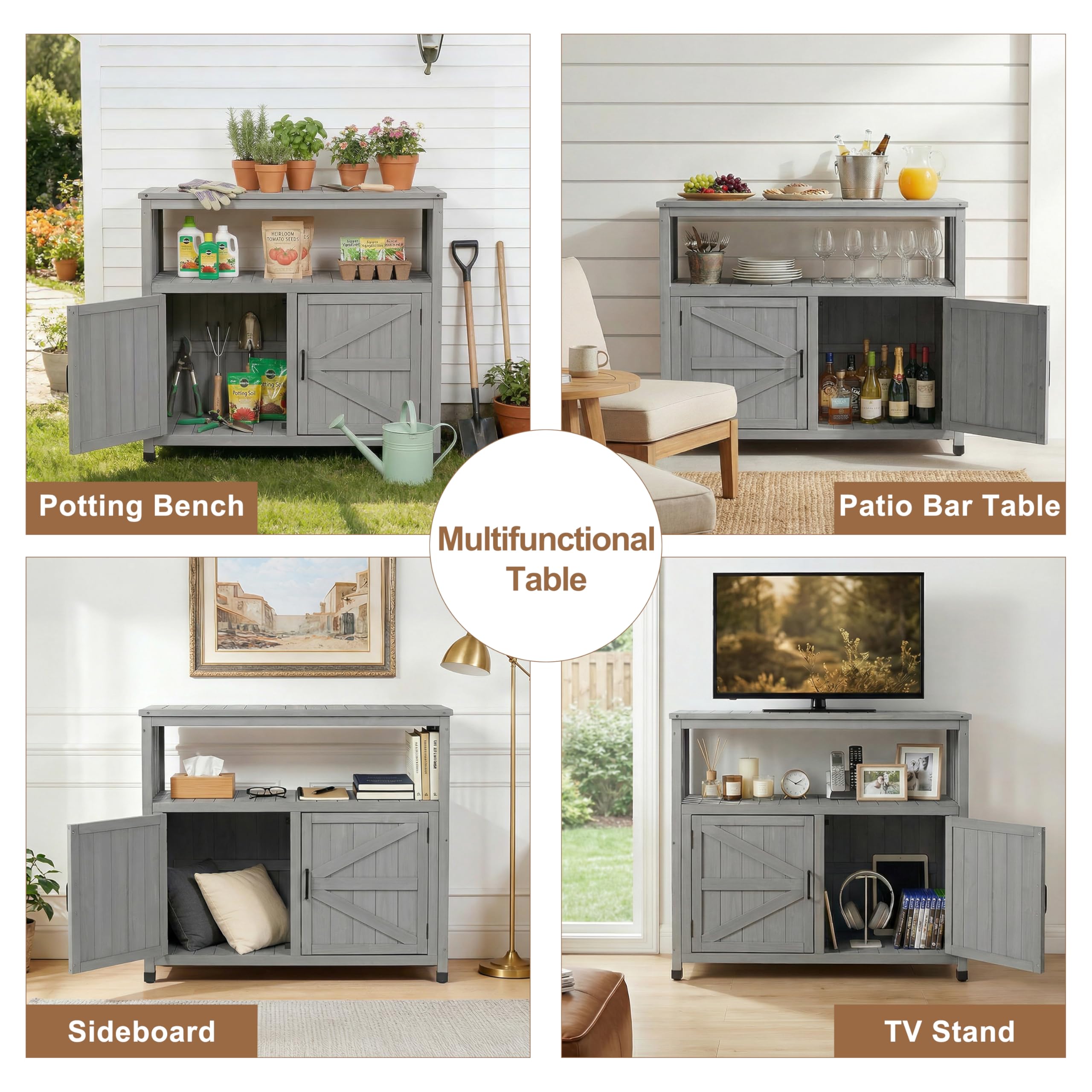 Cedar Outdoor Patio Bar Table with Storage Cabinet