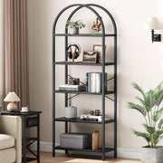 5-Tier Arched Bookcase with Metal Frame