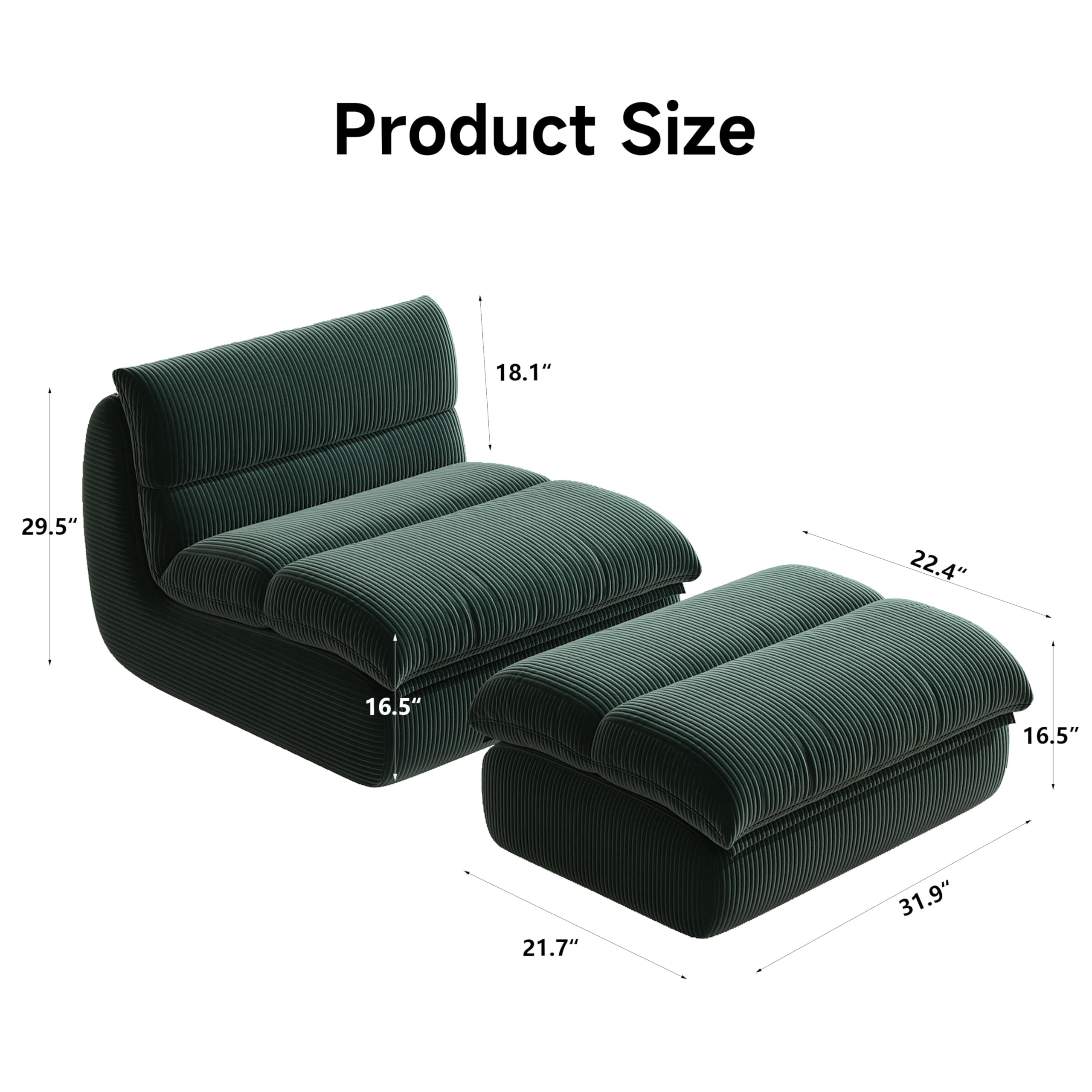 Bean Bag Chair with Ottoman – Corduroy Memory Foam