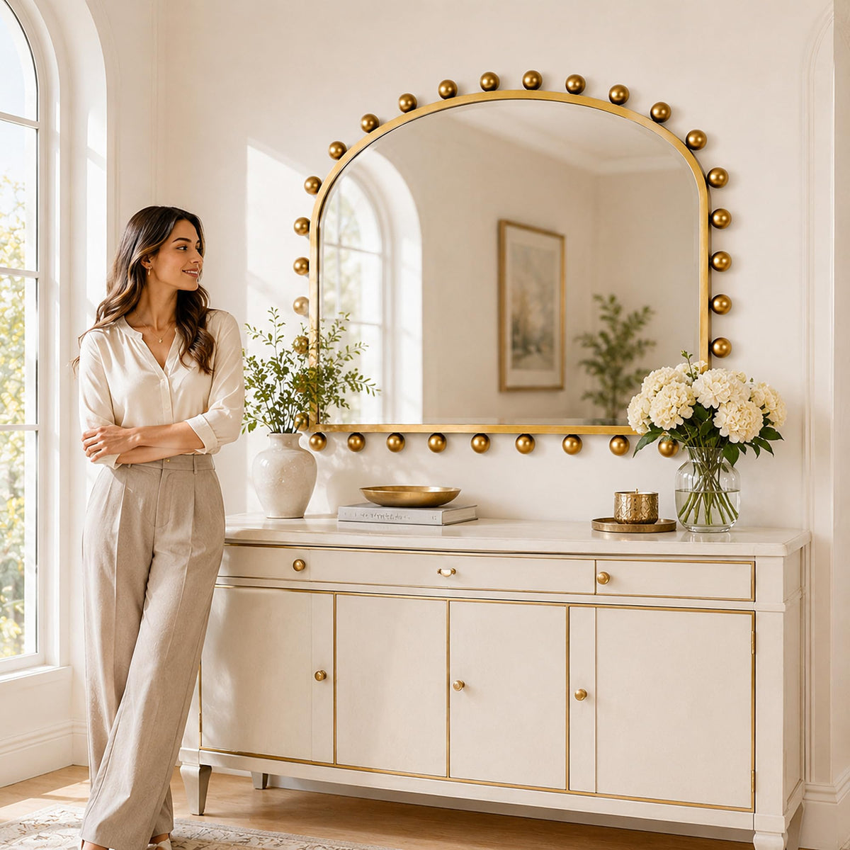 Antique Gold Wide Arch Wall Mirror