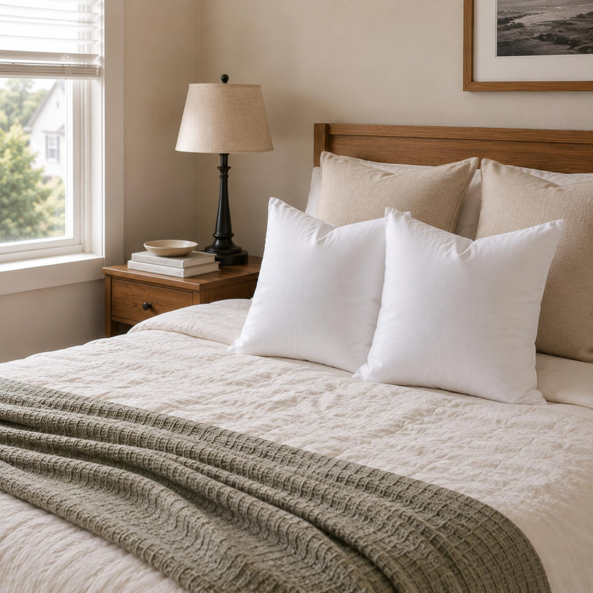 Continental Bedding Premium White Goose Down Throw Pillow Inserts, Ultra Soft & Airy Fill, Choppable Design, 100% Cotton Cover, Luxury Decorative Accents for Sofa, Couch & Bed, 24 x 24