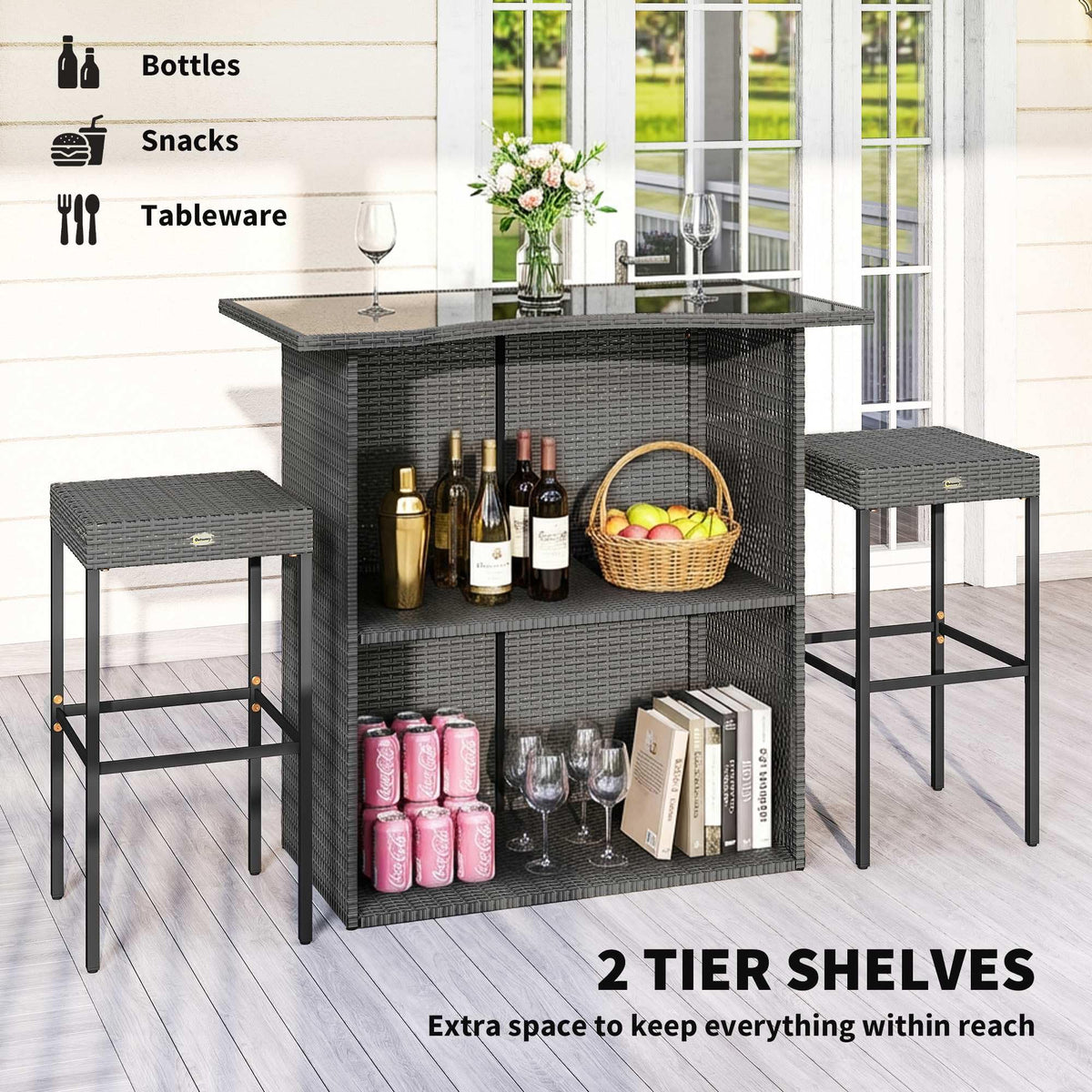 5-Piece Wicker Patio Bar Set