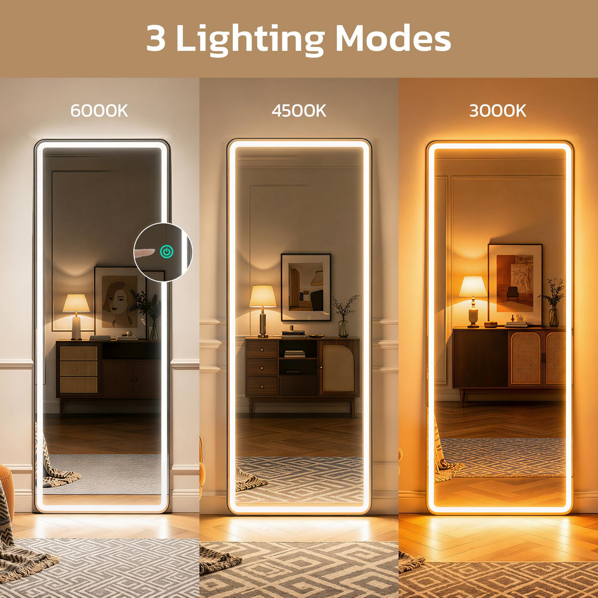 LED Full-Length Floor Mirror