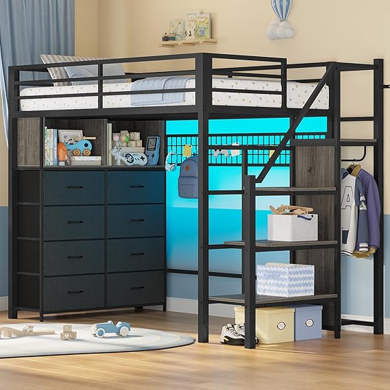Twin Size Loft Bed with Storage Stairs & Drawers