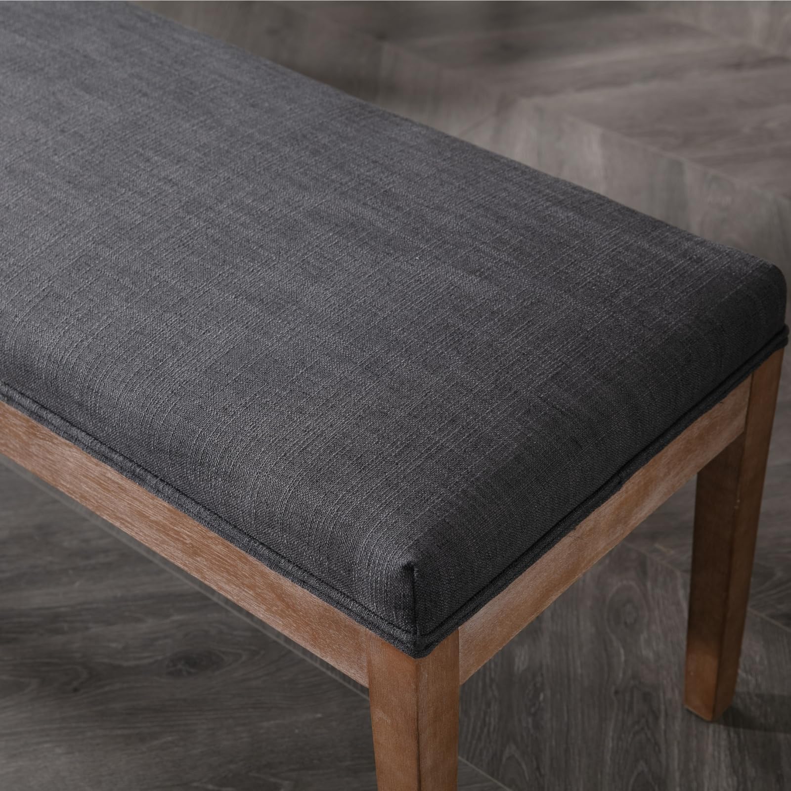 chairus Linen Upholstered Entryway Bench Dining Table Benches Farmhouse Shoe Bench Seat for Hallway Bedroom End of Bed Vintage 45.5" Wooden Leg Benches for Kitchen Restaurant Window, Charcoal
