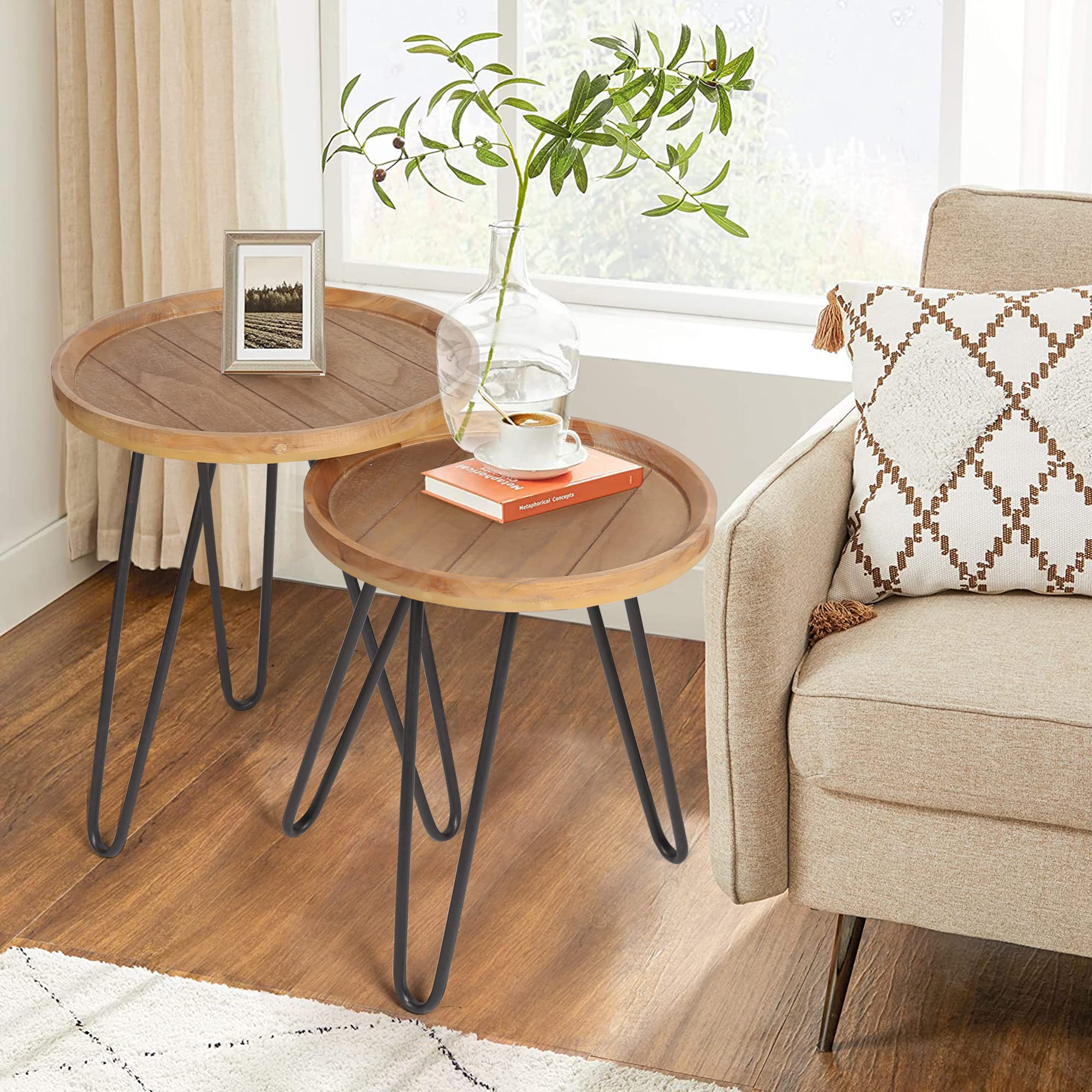 Round Nesting Side Tables Set of 2