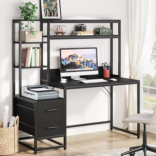 Computer Desk with Hutch and Drawers