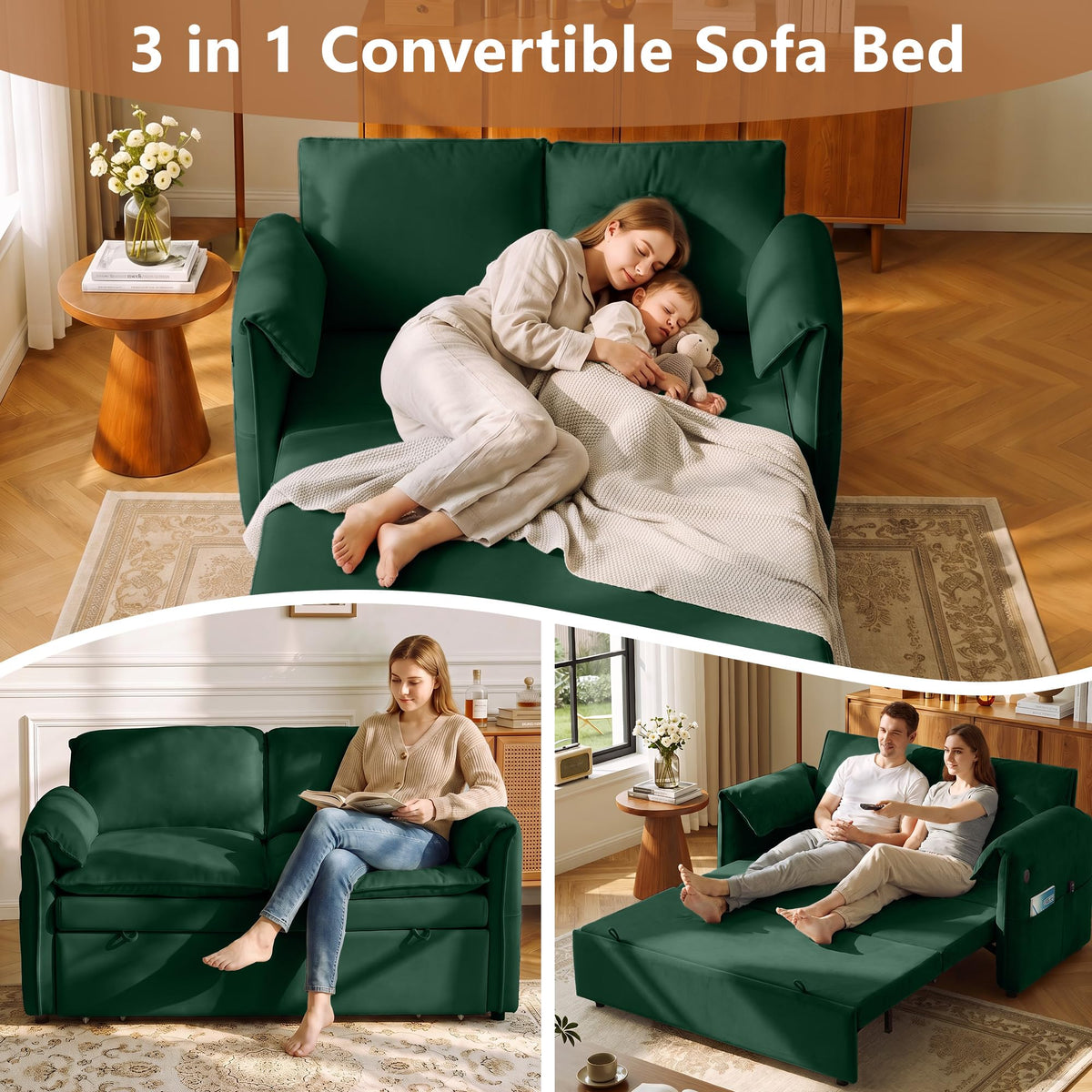 Green Velvet Sleeper Loveseat