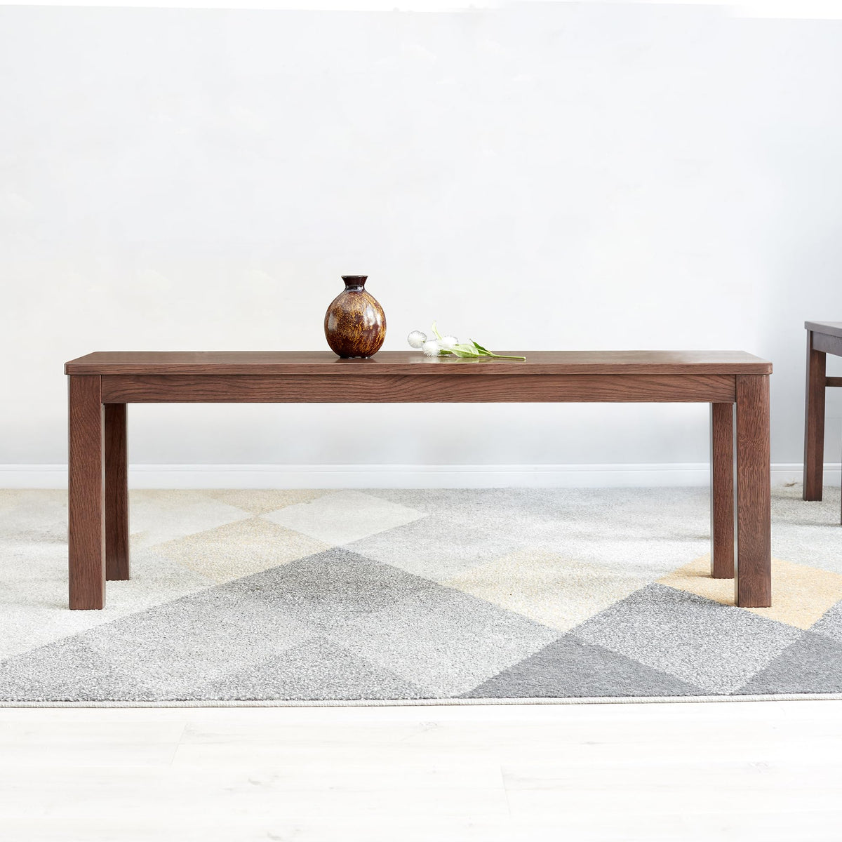 47.2" Solid Oak Wood Dining Bench, Walnut