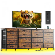 18-Drawer TV Stand Dresser with LED Light & Power Outlets