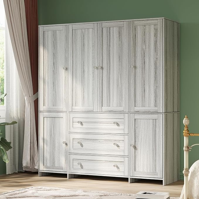 Black Mirrored Wardrobe with Drawers
