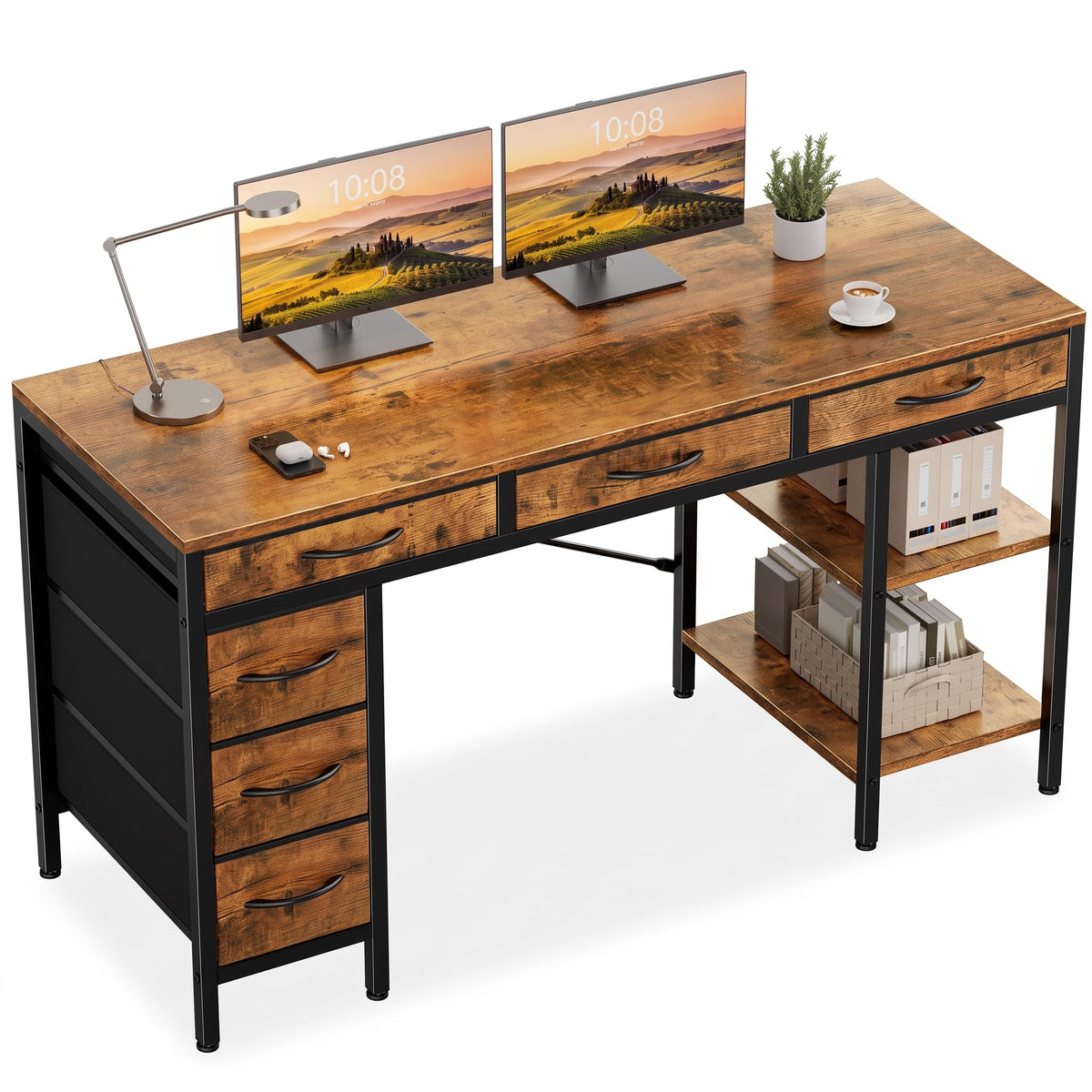 Computer Desk with 6 Fabric Drawers