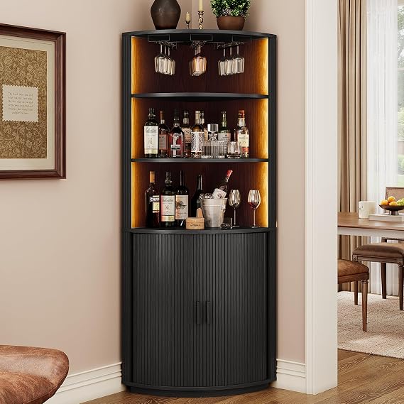 LED Corner Wine Cabinet