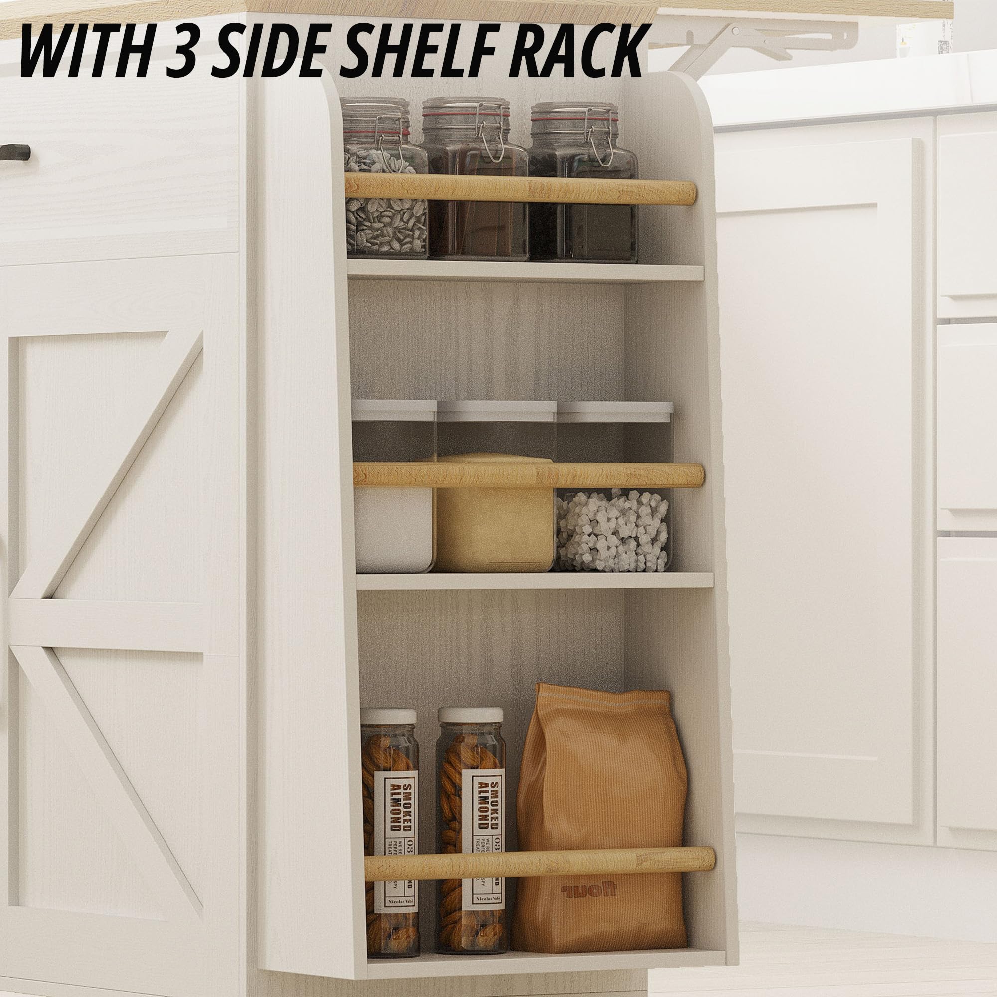 Kitchen Island Cart with Power Outlet & Drop Leaf