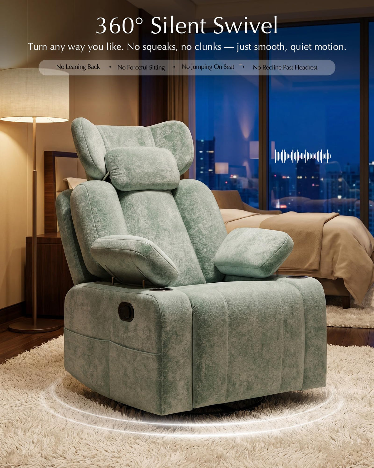 Chenille Swivel Rocker Recliner