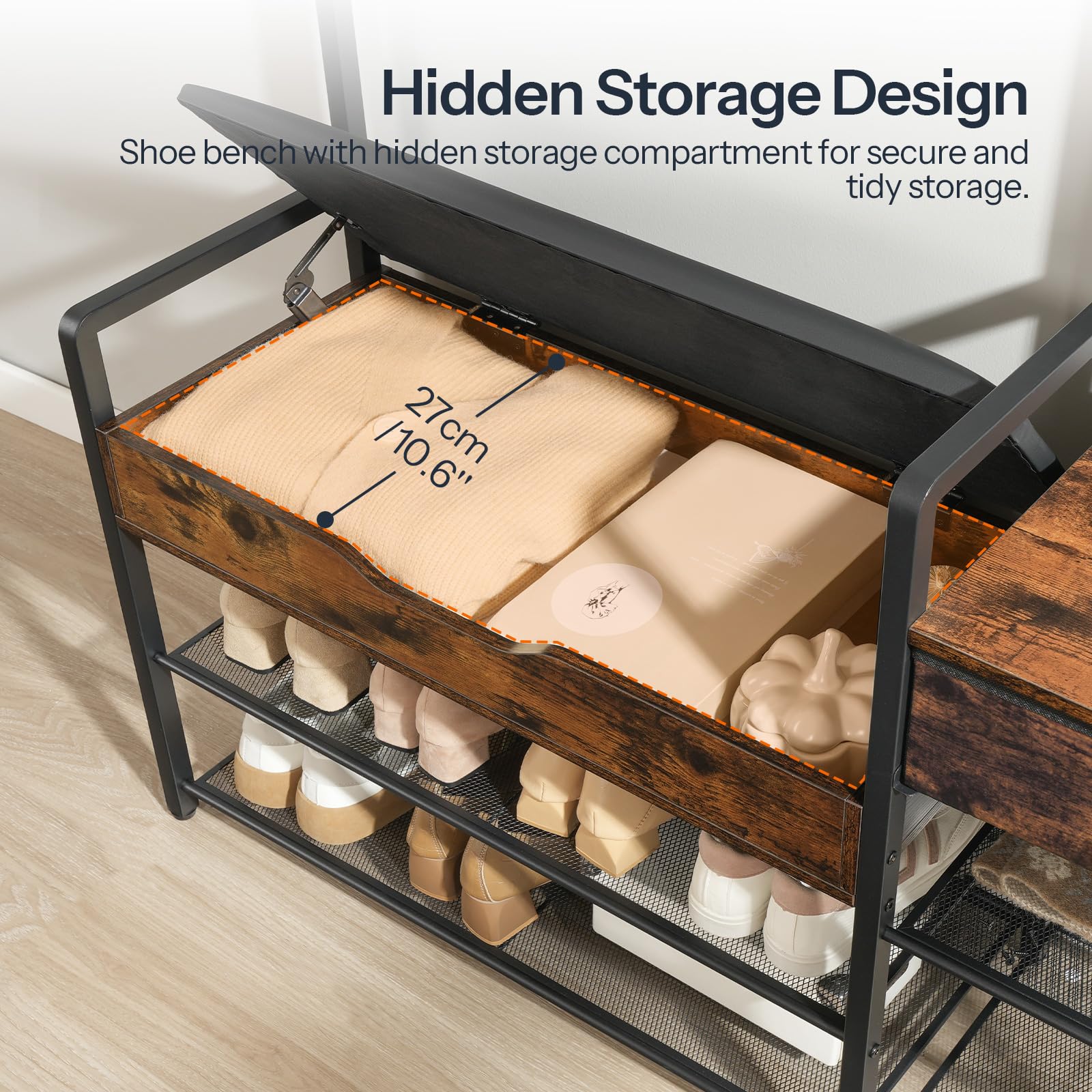 5-in-1 Hall Tree with Bench & Shoe Rack
