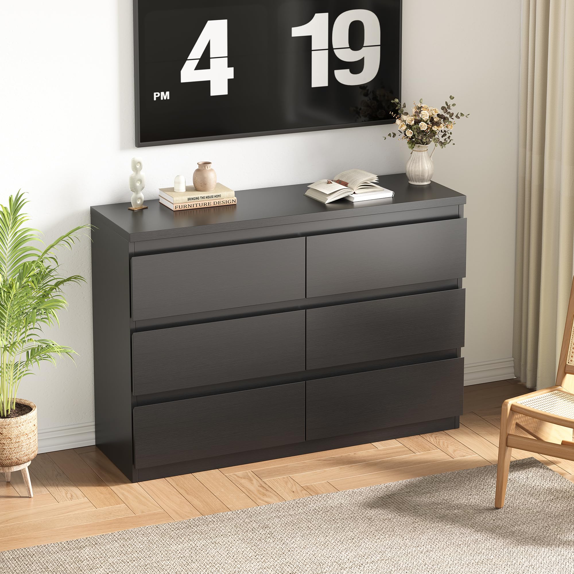 6-Drawer Wood Dresser with Deep Storage