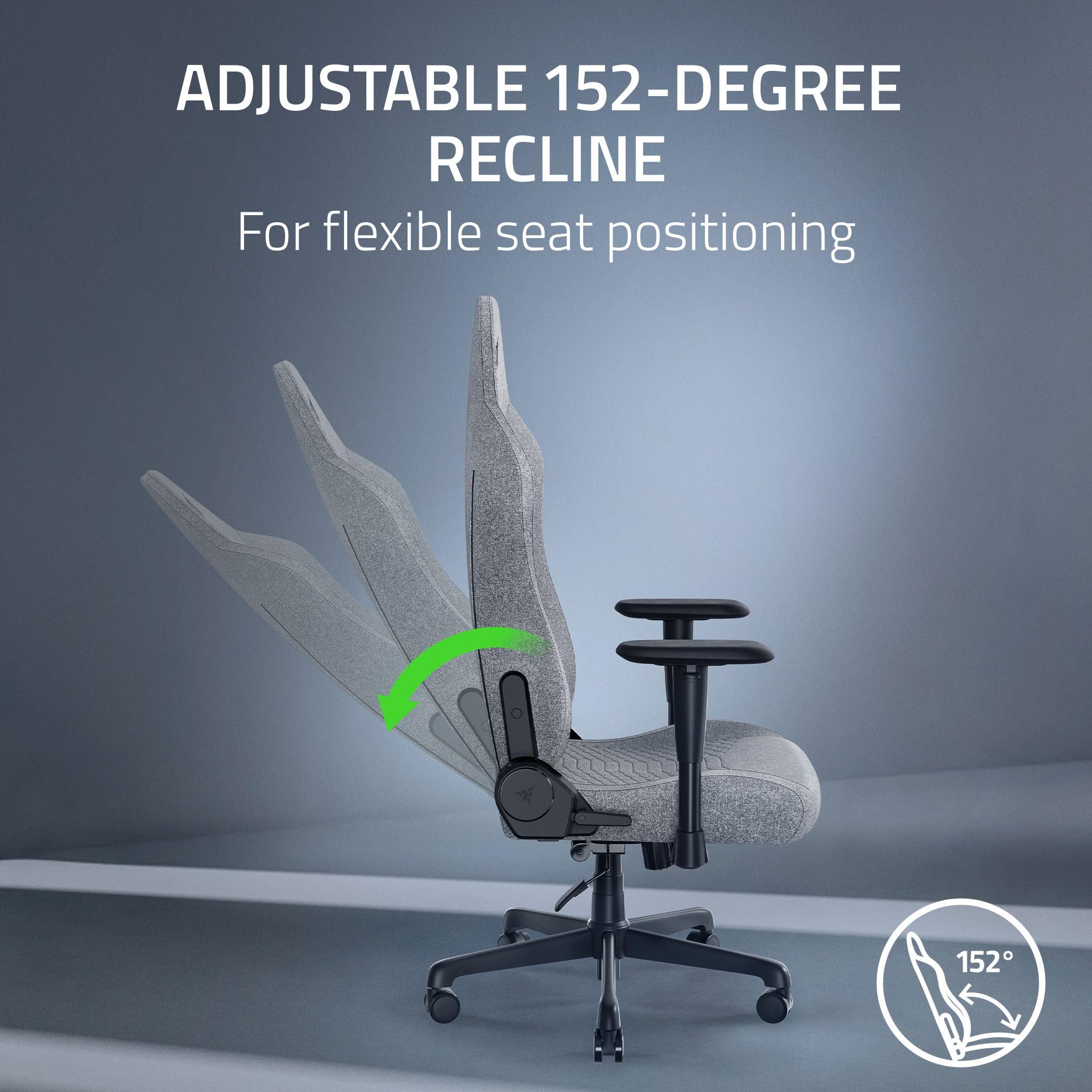 Razer Iskur V2 X Ergonomic Gaming Chair: Built-in Lumbar Support - Widened Seat - High Density Foam Cushions - Adjustable 152 Degree Recline - 2D Armrests - Plush Fabric Finish - Light Gray Edition