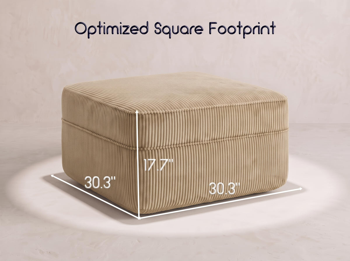Tirstice 30.3" Oversized Square Corduroy Ottoman, Camel