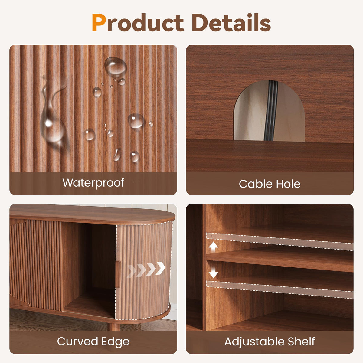 Fluted Sliding-Door TV Stand