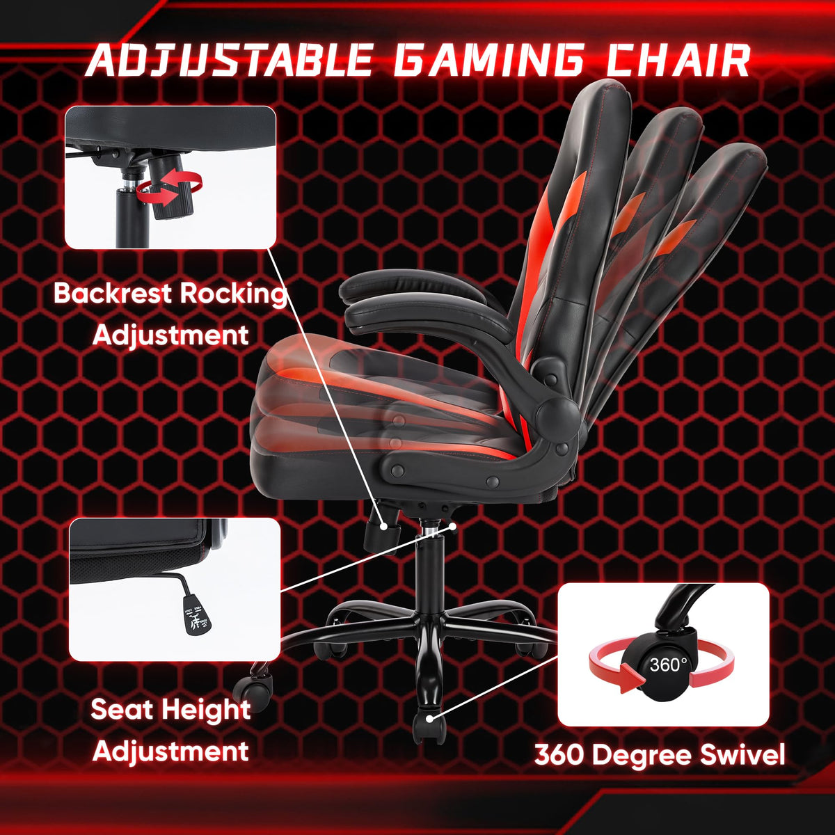 OLIXIS Computer Gaming Chair, Video Gamer Chairs, Comfy Lumbar Support