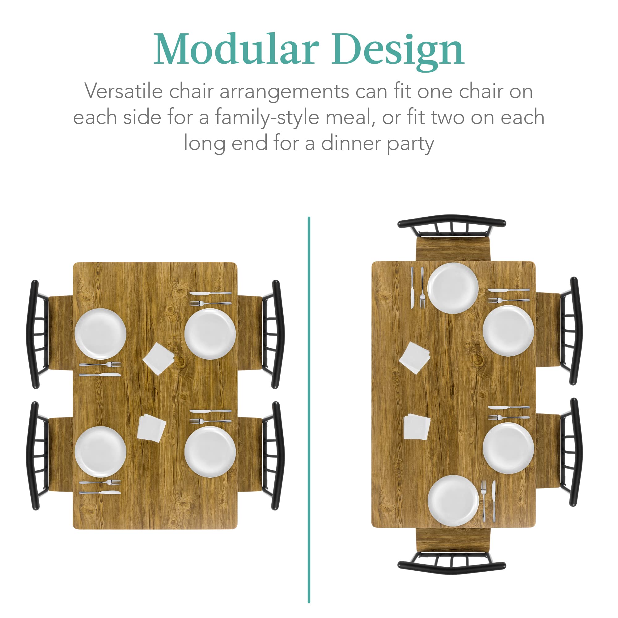 5-Piece Rectangular Dining Table Set with 4 Chairs