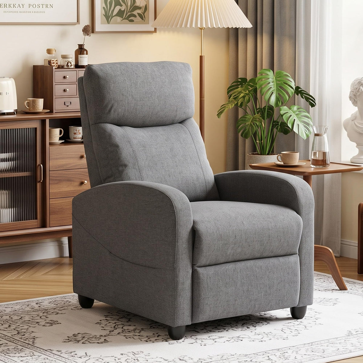 BRITEMART Massage Recliner Chair, Home Theater Seating Reclining Sofa, Grey
