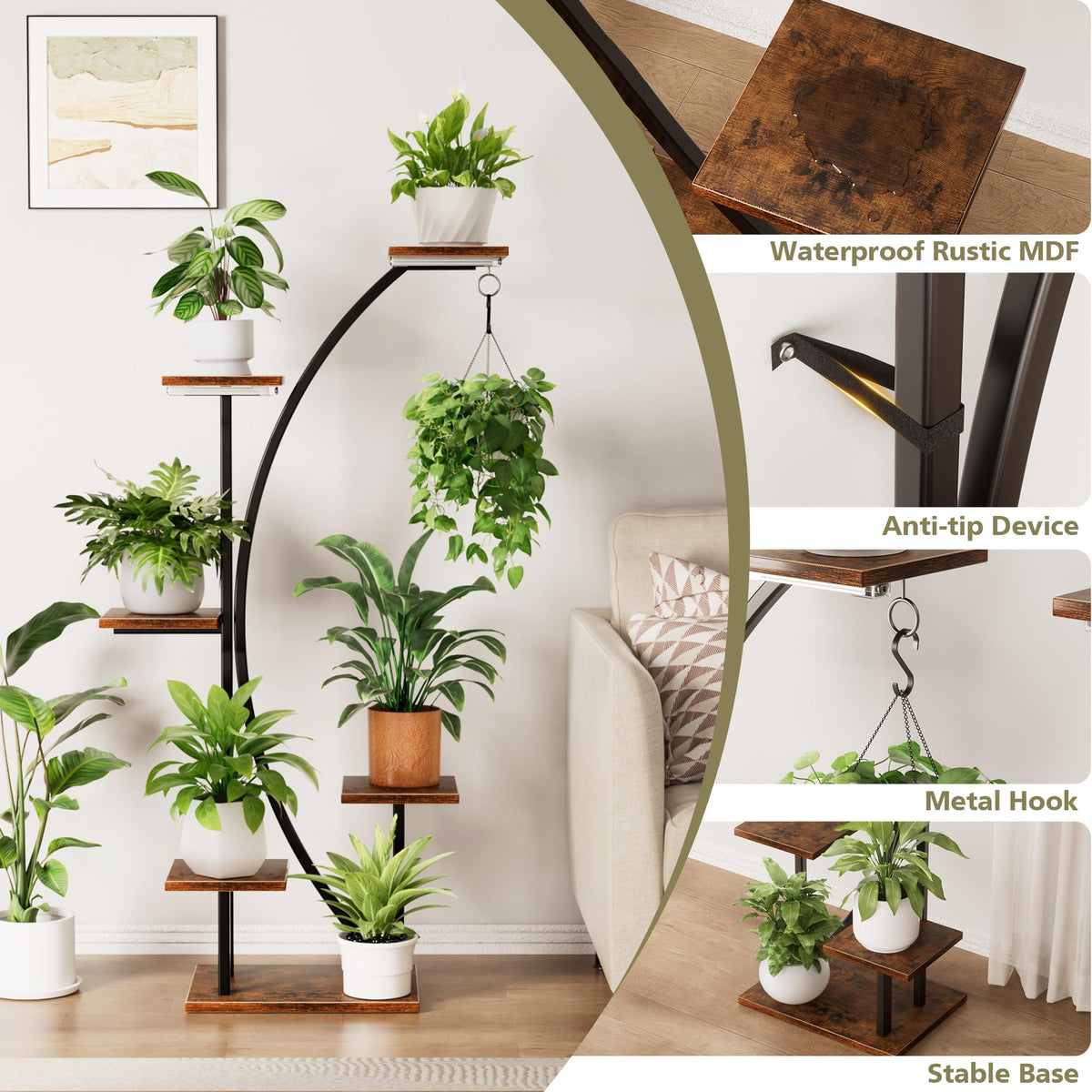2 Pack Plant Stand Indoor with Grow Lights, 12 Tiered Corner Plant Shelf