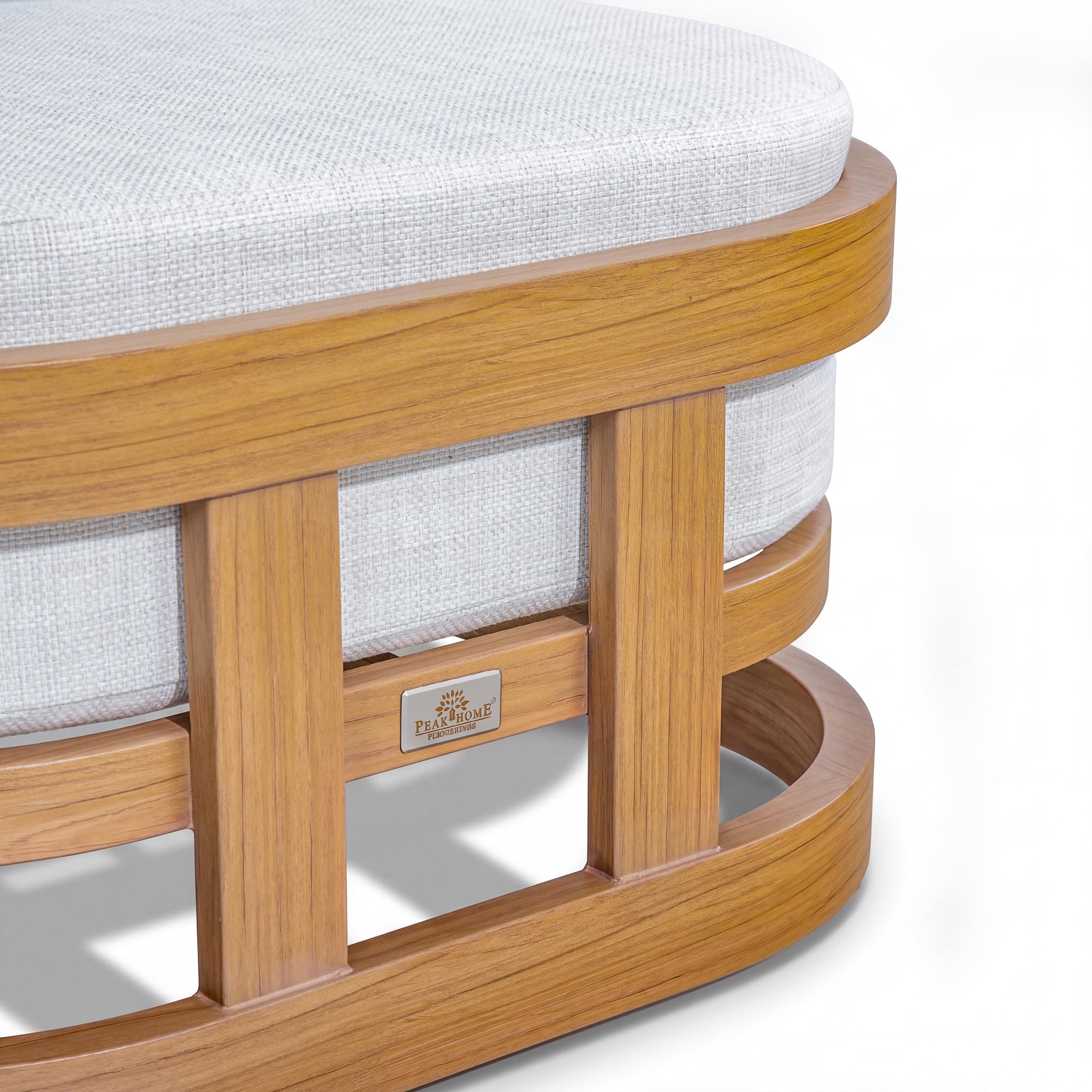 Outdoor Patio Ottoman with Cushion, Teak Finish