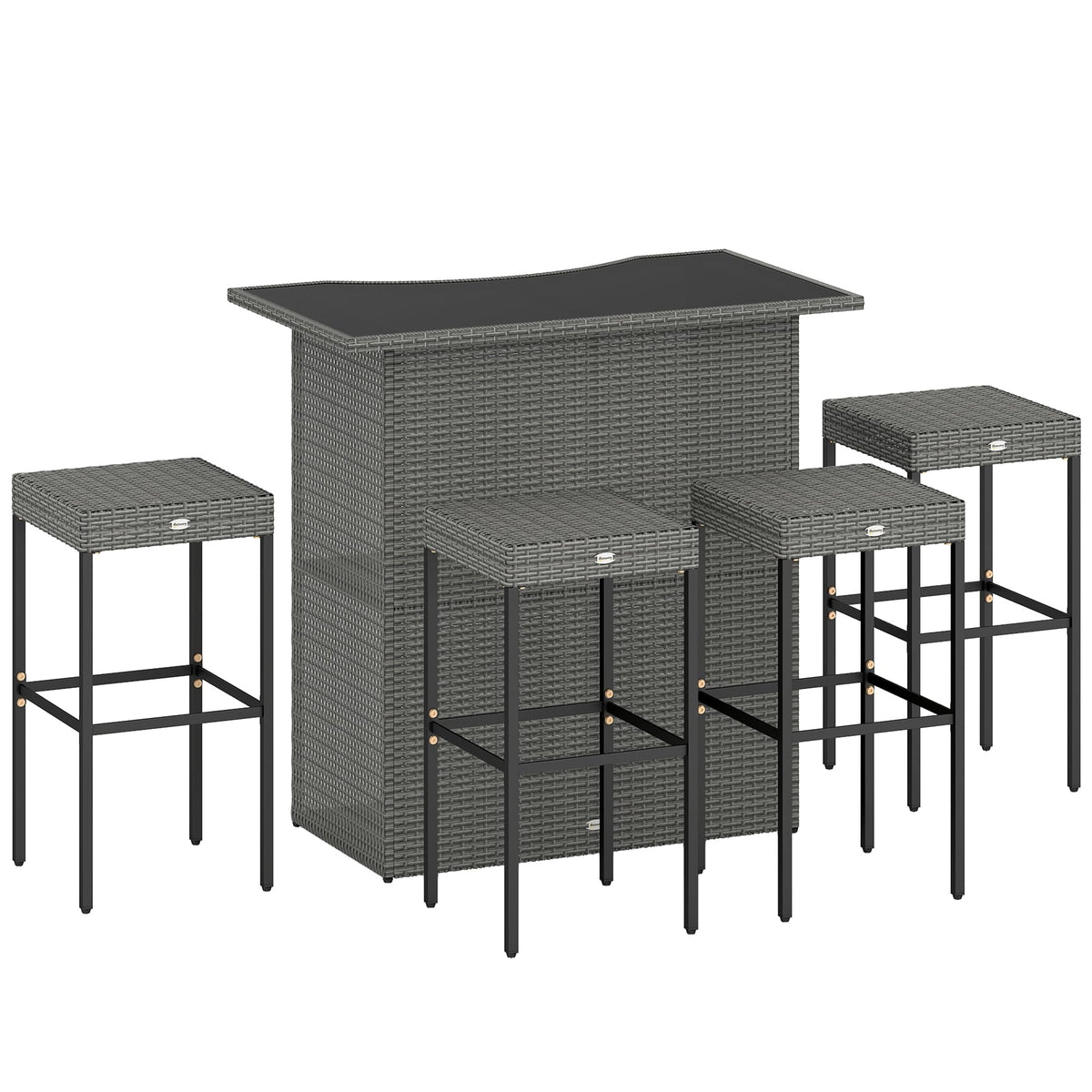 5-Piece Wicker Patio Bar Set