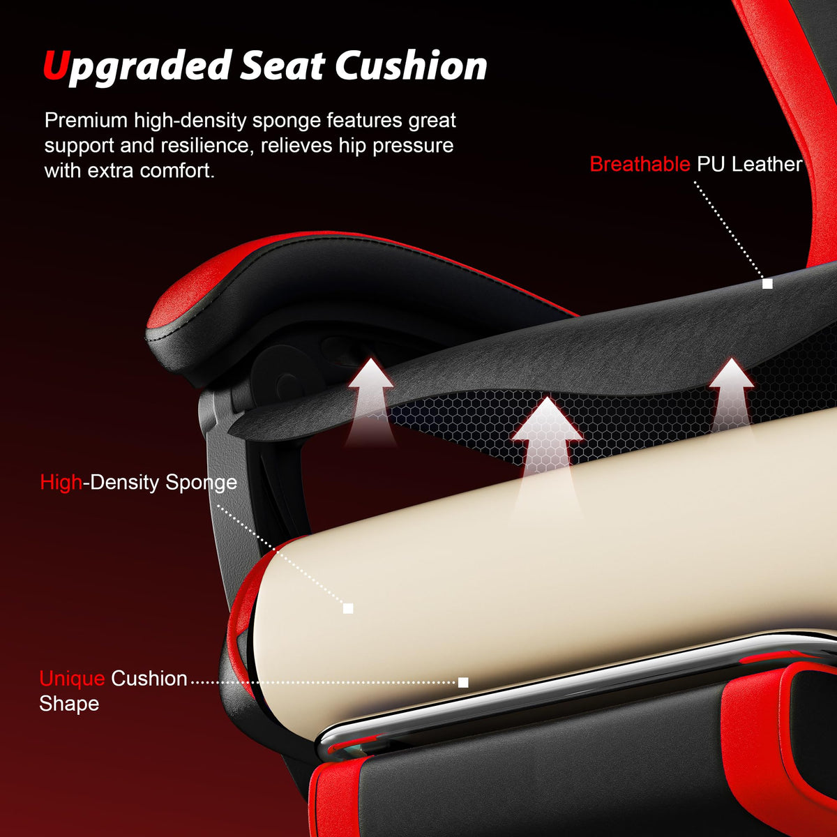 Red Gaming Chair with Footrest