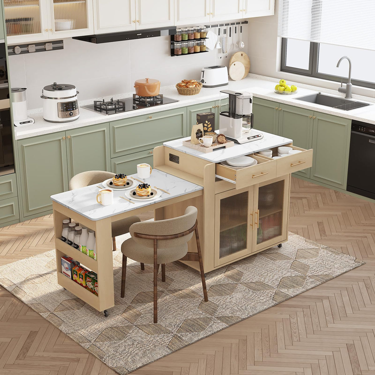 Extendable Rolling Kitchen Island