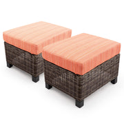 Outdoor Wicker Ottomans, Set of 2
