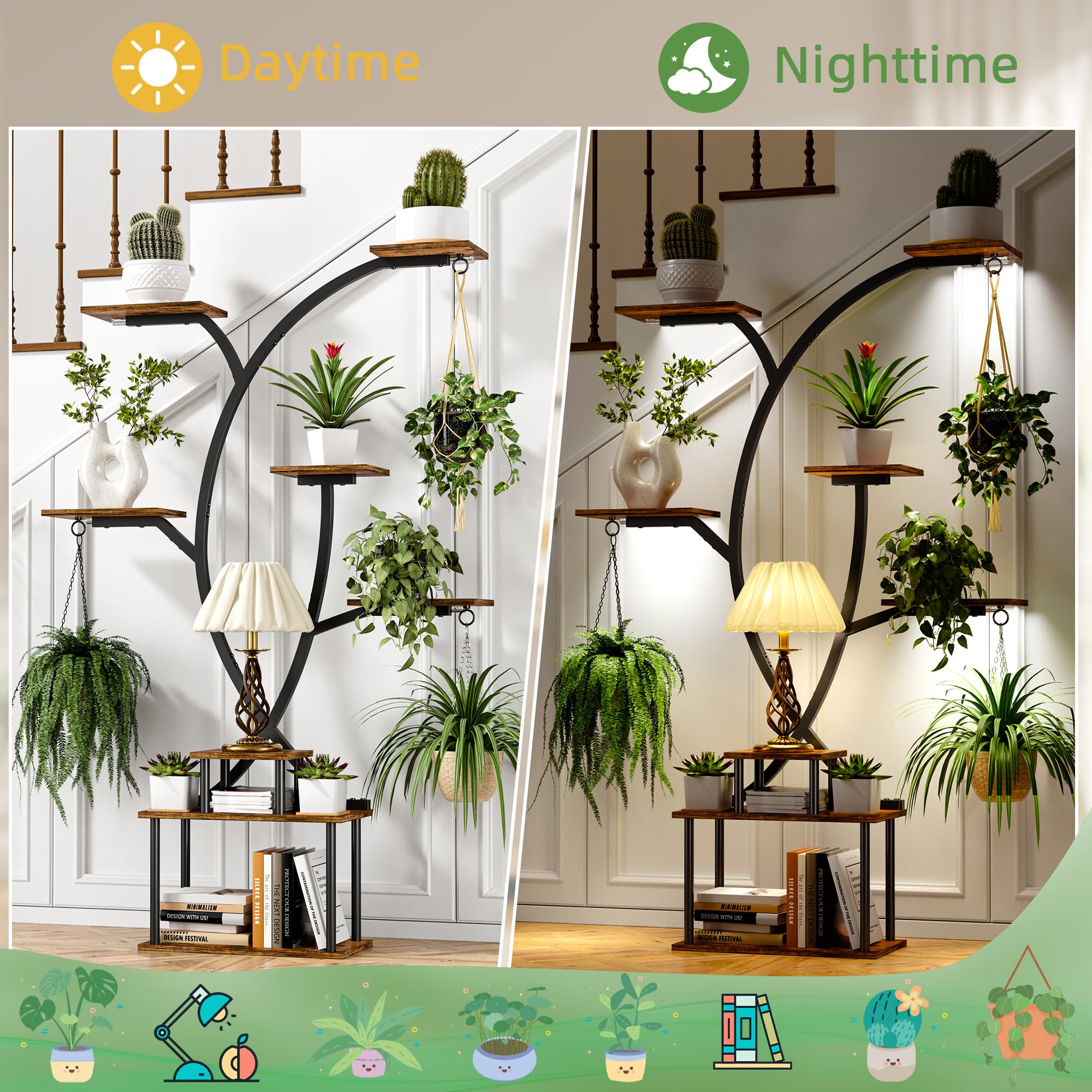 8-Tier Vertical Plant Stand with Grow Lights