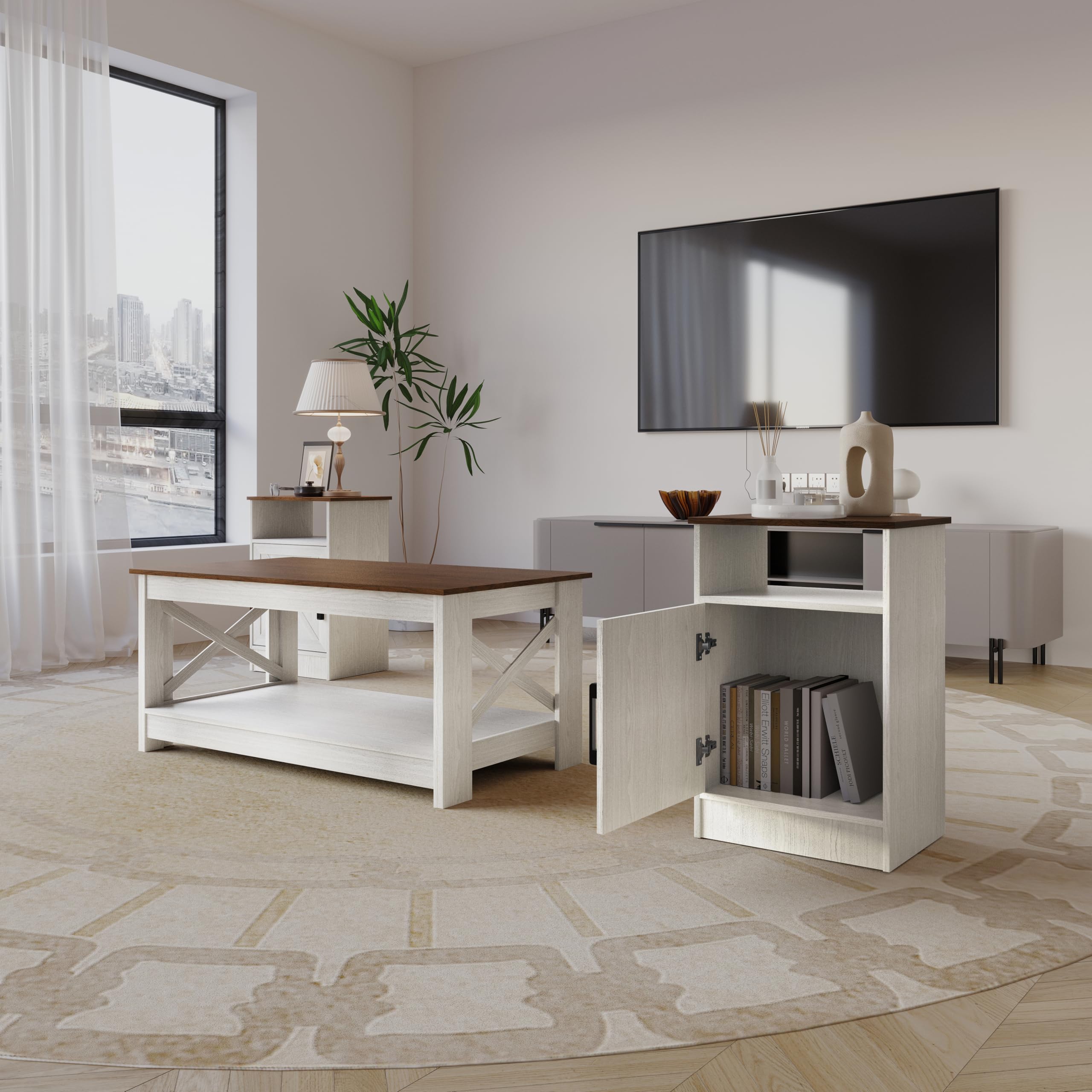 3-Piece Rustic Coffee Table Set with Storage