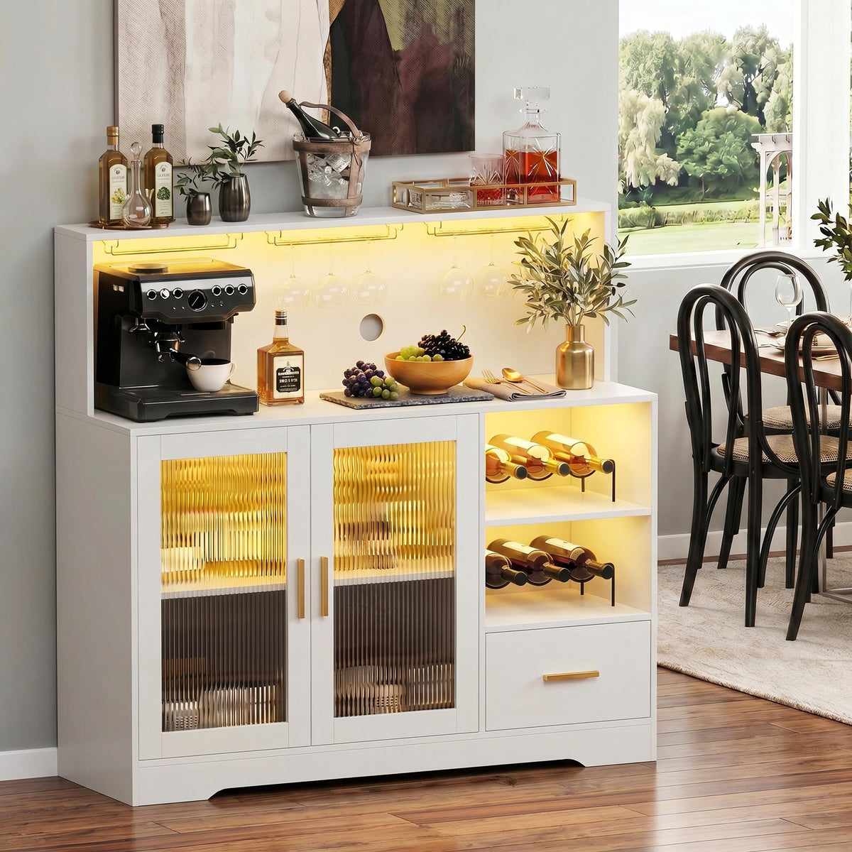 White LED Bar Cabinet