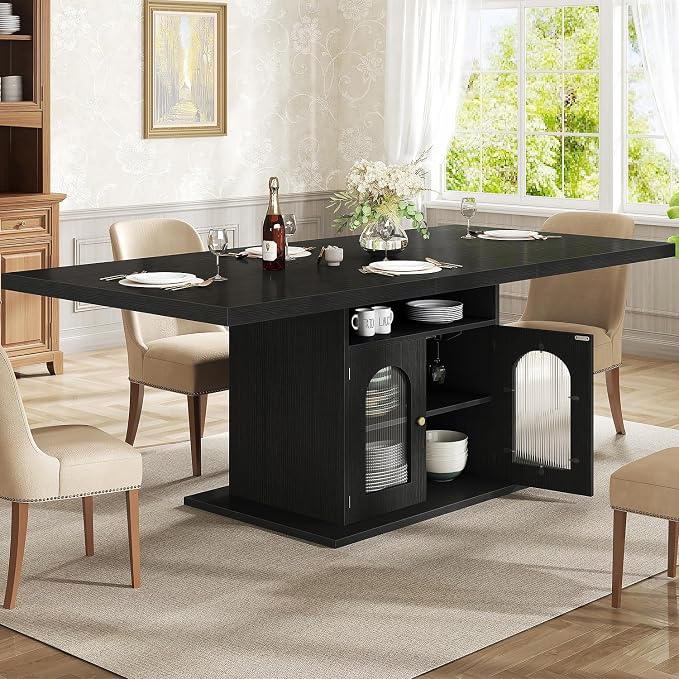 Faux Marble Dining Table with Storage