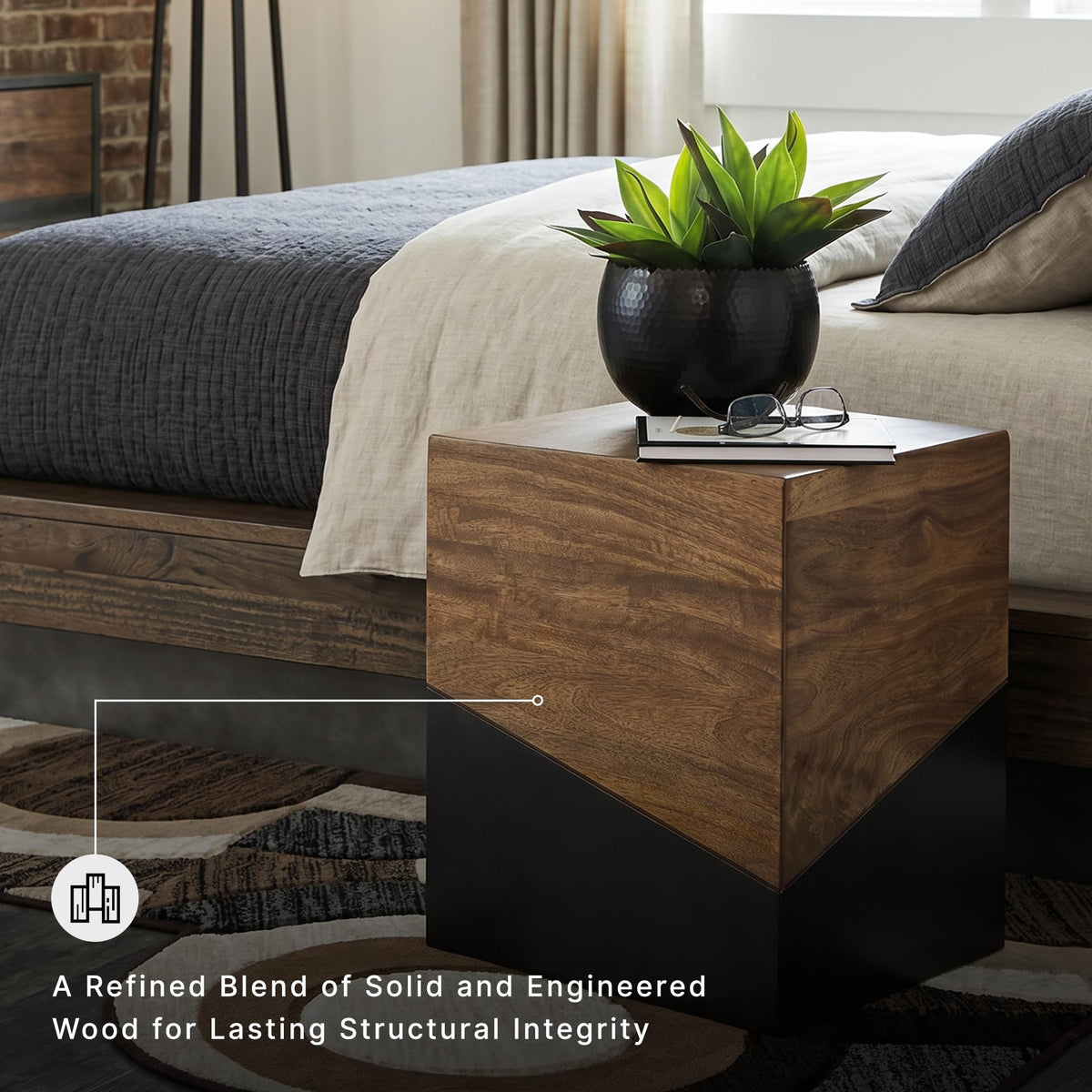 Signature Design by Ashley Accent End Table, Trailbend, Brown/Gunmetal
