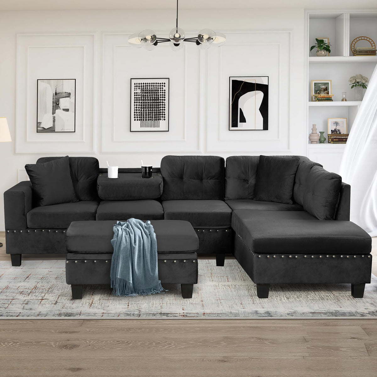 Reversible Chaise Sectional with Storage Ottoman