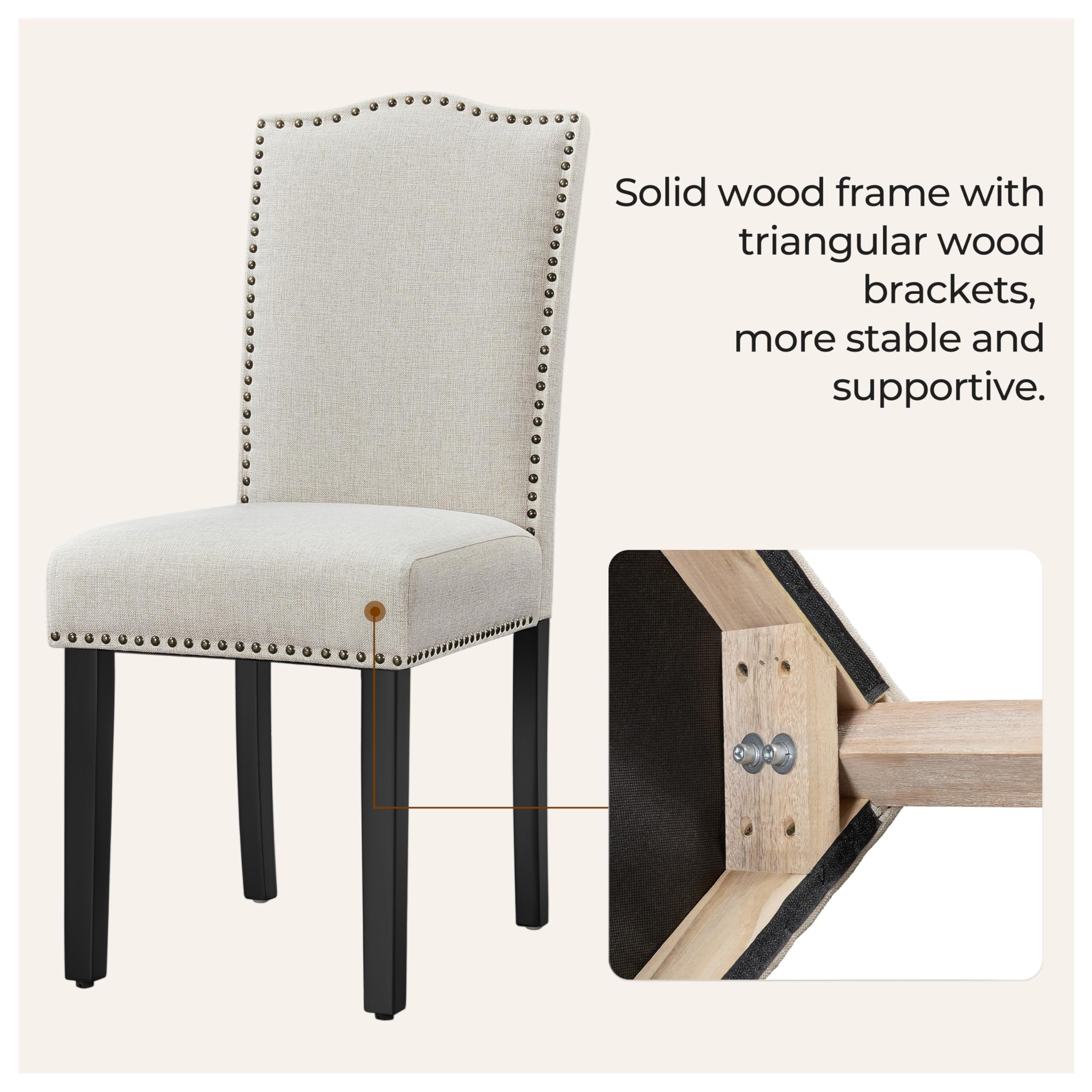 Upholstered Dining Chairs with Rubberwood Legs