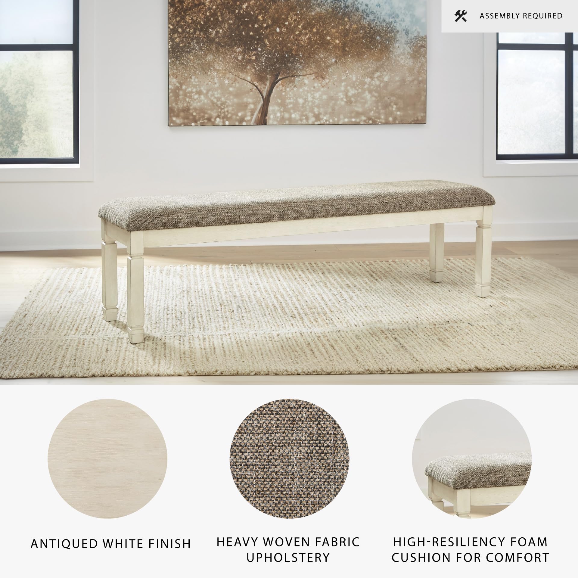 Upholstered Dining Bench with Foam Cushion