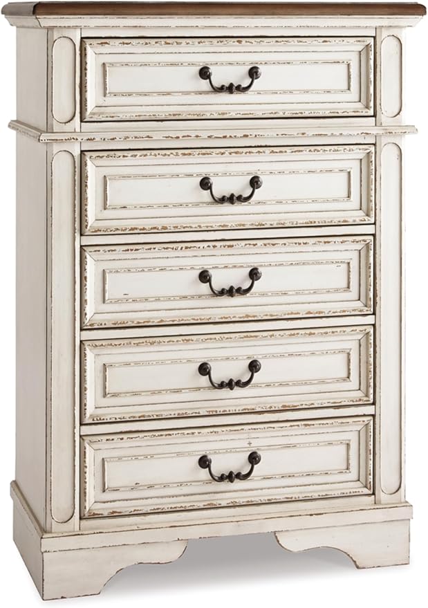 5-Drawer Chest Dresser – Chipped White