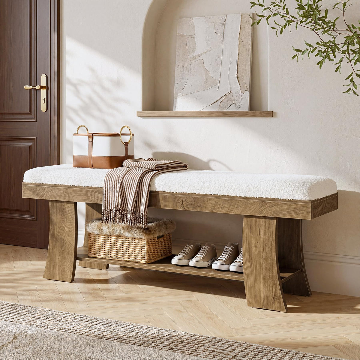 Upholstered Entryway Storage Bench