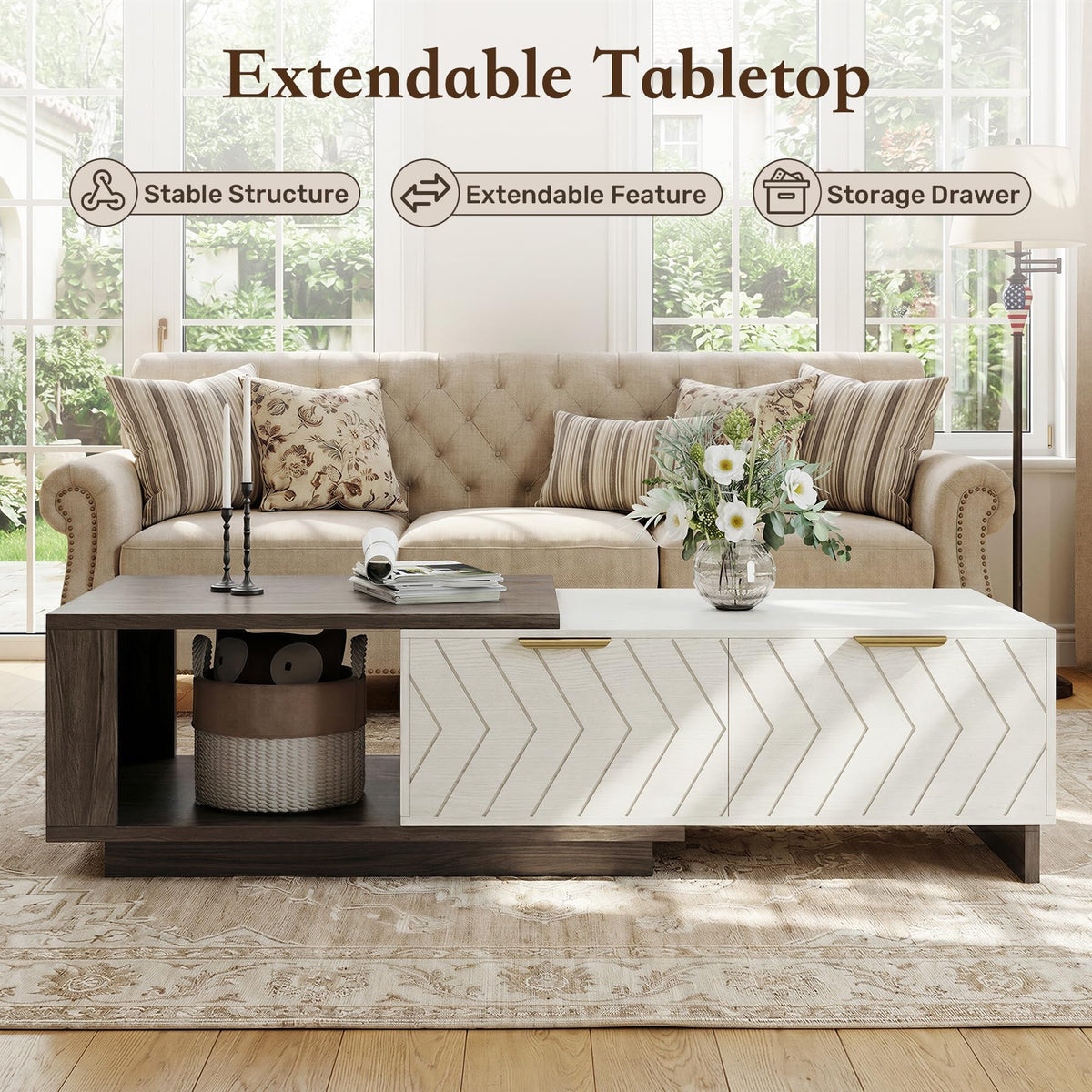 Extendable Coffee Table with Storage