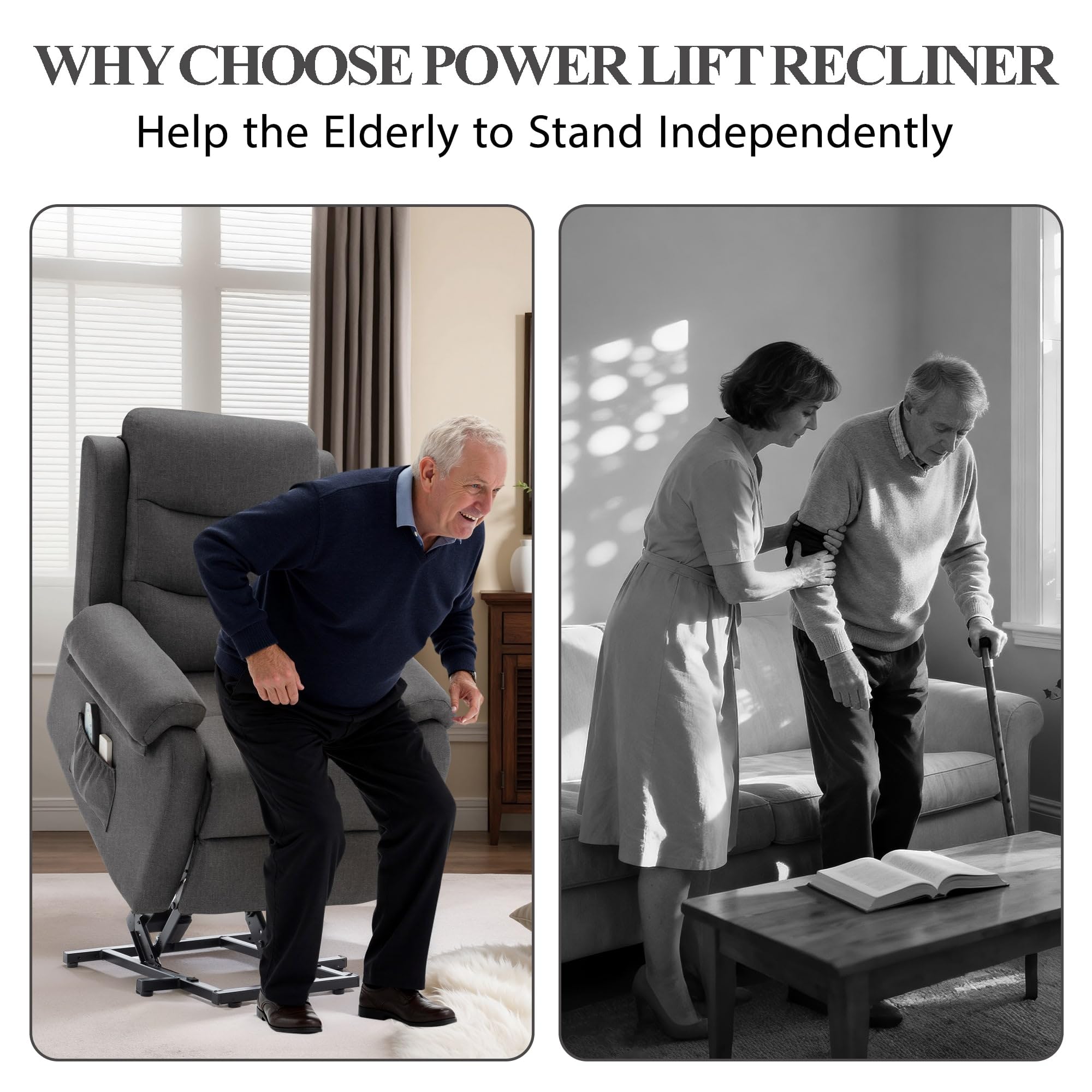 Power Lift Recliner Chair with Side Pockets