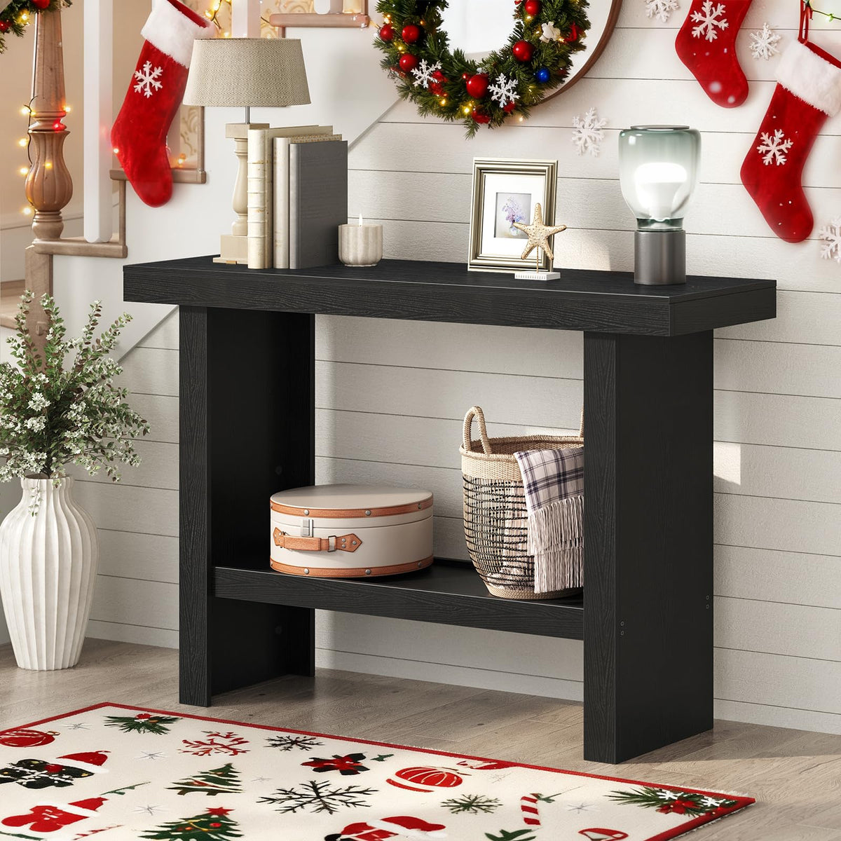 MAHANCRIS Modern Console Table, 39.4" Black Rectangular Entryway Table