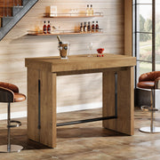 Tribesigns Bar Table, 41.3" Counter Height Pub Table with Metal Footrest, Rectangular High Top Table for Home Kitchen, Dining Room, Bistro, Narrow Space, Rustic Brown