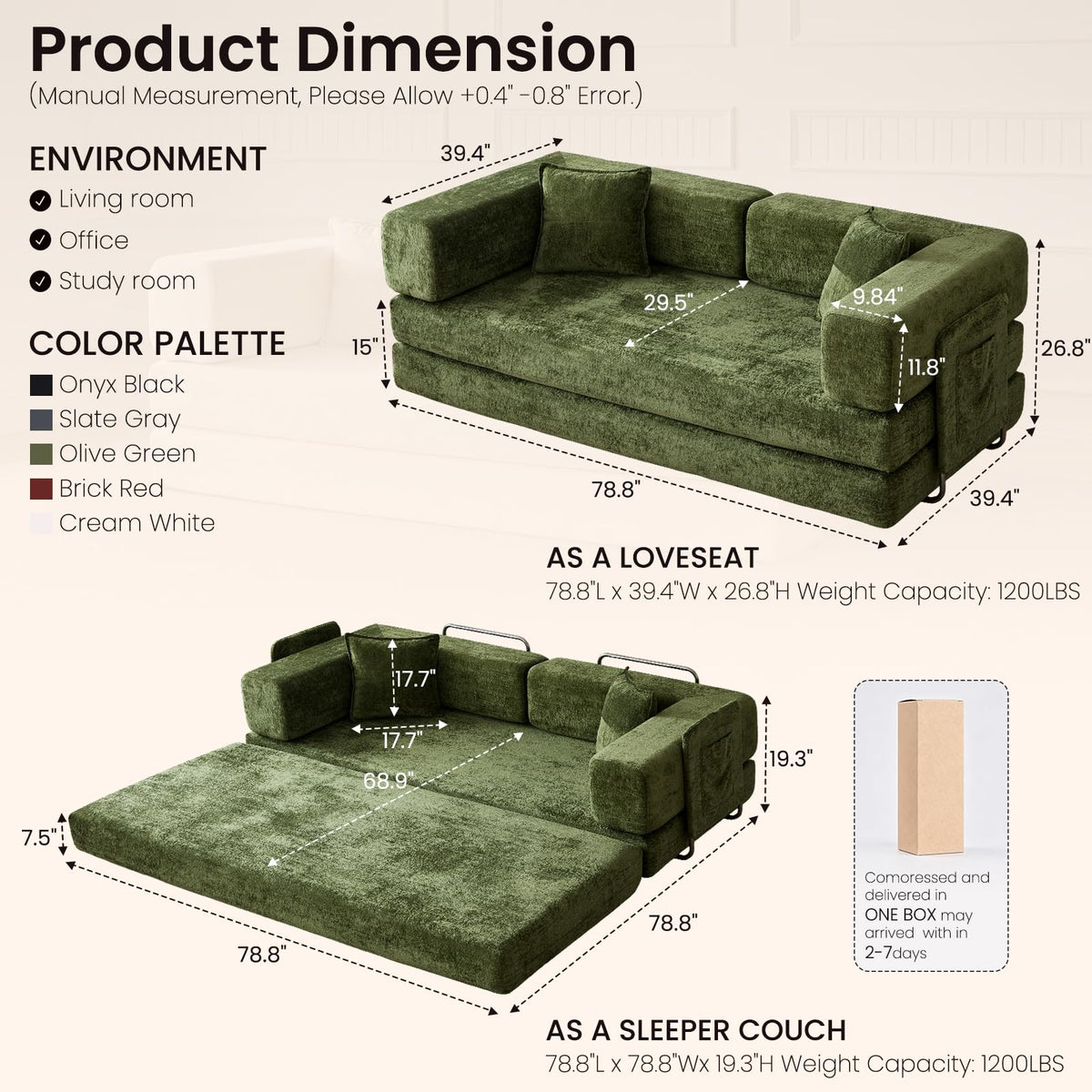 Modular Chenille Sofa Bed